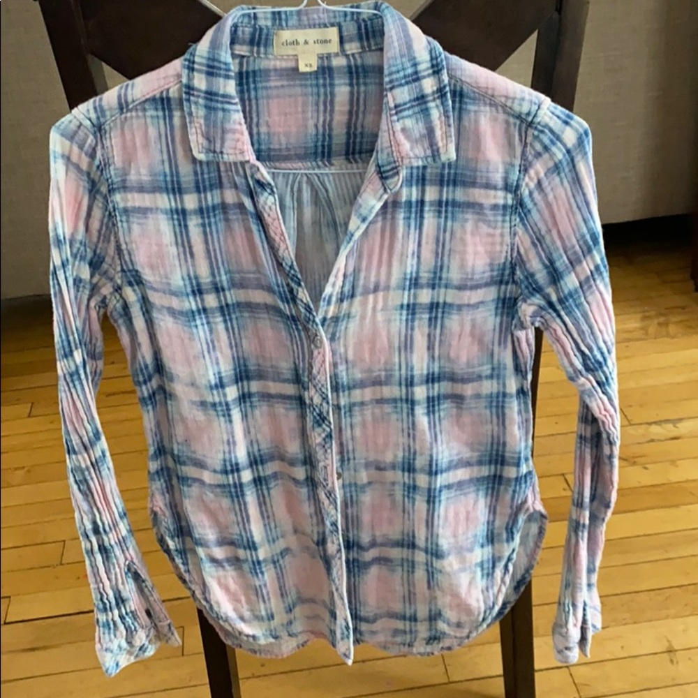 Blue and pink plaid flannel